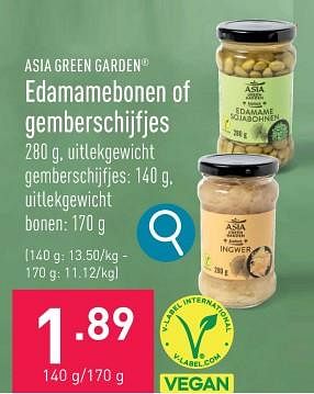 Promoties Edamamebonen of gemberschijfjes - Asia Green Garden - Geldig van 17/01/2024 tot 20/01/2024 bij Aldi