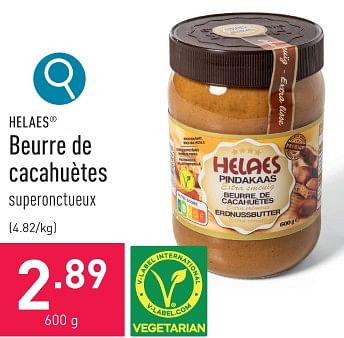 Promotions Beurre de cacahuètes - Helaes - Valide de 15/01/2024 à 20/01/2024 chez Aldi