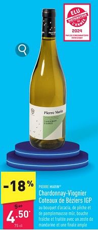 Promotions Chardonnay-viognier coteaux de béziers igp - Vins blancs - Valide de 15/01/2024 à 20/01/2024 chez Aldi