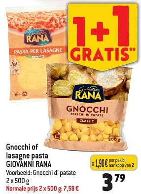 Promoties Gnocchi of lasagne pasta giovanni rana - Giovanni rana - Geldig van 17/01/2024 tot 23/01/2024 bij Match