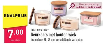 Promoties Geurkaars met houten wiek - HOME CREATION - Geldig van 22/01/2024 tot 27/01/2024 bij Aldi
