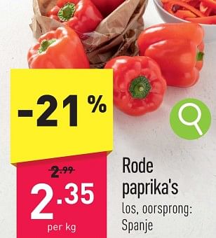 Promoties Rode paprika`s - Huismerk - Aldi - Geldig van 22/01/2024 tot 27/01/2024 bij Aldi
