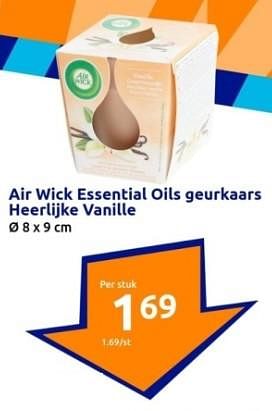 Promoties Air wick essential oils geurkaars heerlijke vanille - Airwick - Geldig van 17/01/2024 tot 23/01/2024 bij Action