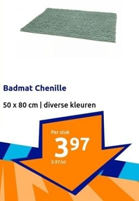 Promoties Badmat chenille - Huismerk - Action - Geldig van 17/01/2024 tot 23/01/2024 bij Action