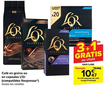 Promo Capsules de café l'Or Espresso chez Carrefour