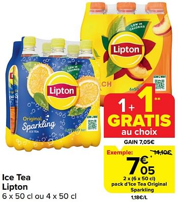 Boisson à base de thé saveur mangue sans sucre 4x50 cl Lipton