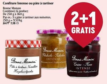 Promotions Confiture intense ou pâte à tartiner - Bonne Maman - Valide de 18/01/2024 à 24/01/2024 chez Delhaize