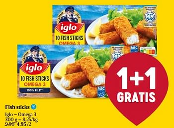 Promotions Fish sticks - Iglo - Valide de 18/01/2024 à 24/01/2024 chez Delhaize