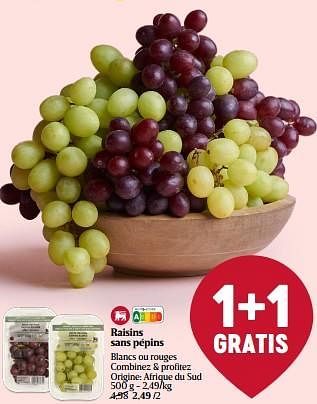 Promotions Raisins sans pépins - Produit Maison - Delhaize - Valide de 18/01/2024 à 24/01/2024 chez Delhaize