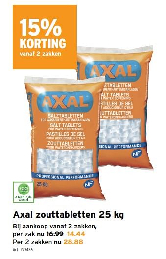 Promoties Axal zouttabletten - Axal - Geldig van 17/01/2024 tot 30/01/2024 bij Gamma