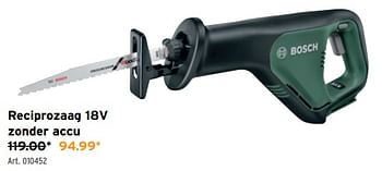 Promotions Bosch reciprozaag 18v zonder accu - Bosch - Valide de 17/01/2024 à 30/01/2024 chez Gamma