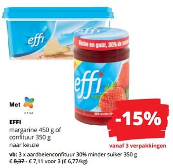Promoties Aardbeienconfituur 30% minder suiker - Effi - Geldig van 18/01/2024 tot 31/01/2024 bij Spar (Colruytgroup)