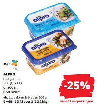 Promoties Alpro margarine bakken + braden - Alpro - Geldig van 18/01/2024 tot 31/01/2024 bij Spar (Colruytgroup)