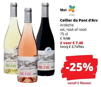 Promoties Cellier du pont d’arc ardèche wit, rosé of rood - Witte wijnen - Geldig van 18/01/2024 tot 31/01/2024 bij Spar (Colruytgroup)