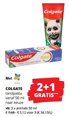 Promoties Colgate tandpasta animals - Colgate - Geldig van 18/01/2024 tot 31/01/2024 bij Spar (Colruytgroup)
