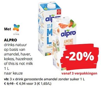 Promoties Drink geroosterde amandel zonder suiker - Alpro - Geldig van 18/01/2024 tot 31/01/2024 bij Spar (Colruytgroup)