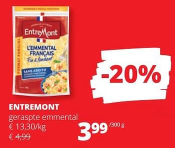 Promoties Entremont geraspte emmental - Entre Mont - Geldig van 18/01/2024 tot 31/01/2024 bij Spar (Colruytgroup)