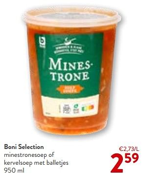 Promoties Boni selection minestronesoep of kervelsoep met balletjes - Boni - Geldig van 17/01/2024 tot 30/01/2024 bij OKay