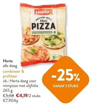 Promoties Herta deeg voor minipizza met olijfolie - Herta - Geldig van 17/01/2024 tot 30/01/2024 bij OKay