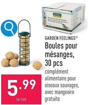 Promotions Boules pour mésanges - Garden Feelings - Valide de 22/01/2024 à 27/01/2024 chez Aldi