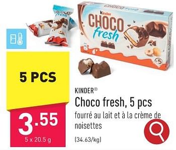 Promotions Choco fresh - Kinder - Valide de 22/01/2024 à 27/01/2024 chez Aldi
