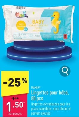 Promotions Lingettes pour bébé - Mama - Valide de 22/01/2024 à 27/01/2024 chez Aldi