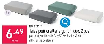 Promotions Taies pour oreiller ergonomique - novitesse - Valide de 22/01/2024 à 27/01/2024 chez Aldi