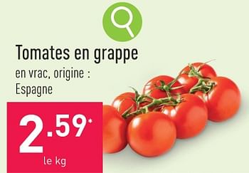 Promotions Tomates en grappe - Produit maison - Aldi - Valide de 22/01/2024 à 27/01/2024 chez Aldi