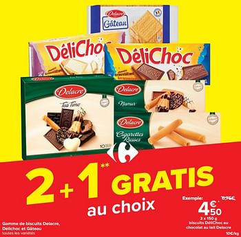 Promotions Biscuits délichoc au chocolat au lait delacre - Delacre - Valide de 17/01/2024 à 29/01/2024 chez Carrefour