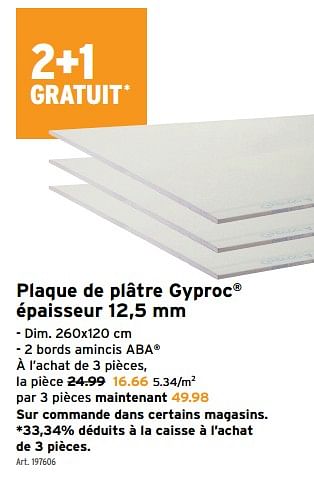 Promotions Plaque de plâtre gyproc épaisseur - Gyproc - Valide de 17/01/2024 à 30/01/2024 chez Gamma