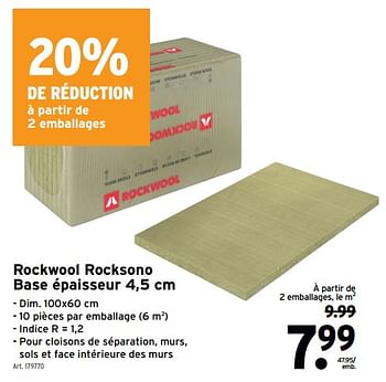 Promotions Rockwool rocksono base épaisseur - Rockwool - Valide de 17/01/2024 à 30/01/2024 chez Gamma