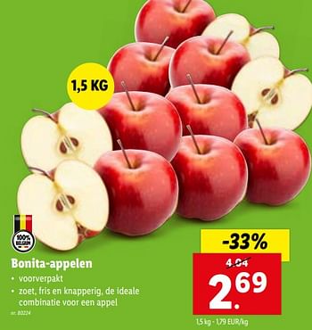 Promoties Bonita-appelen - Huismerk - Lidl - Geldig van 24/01/2024 tot 30/01/2024 bij Lidl