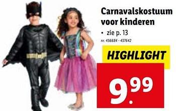 Promoties Carnavalskostuum voor kinderen - Huismerk - Lidl - Geldig van 24/01/2024 tot 30/01/2024 bij Lidl