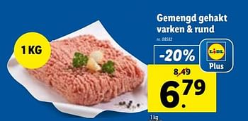 Promotions Gemengd gehakt varken + rund - Produit maison - Lidl - Valide de 24/01/2024 à 30/01/2024 chez Lidl
