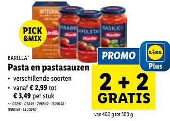 Promoties Pasta en pastasauzen - Barilla - Geldig van 24/01/2024 tot 30/01/2024 bij Lidl