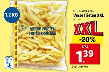 Promoties Verse frieten xxl - Chef select & you - Geldig van 24/01/2024 tot 30/01/2024 bij Lidl
