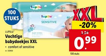 Promoties Vochtige babydoekjes xxl - Lupilu - Geldig van 24/01/2024 tot 30/01/2024 bij Lidl