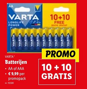 Promoties Batterijen - Varta - Geldig van 24/01/2024 tot 30/01/2024 bij Lidl