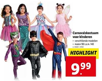 Promoties Carnavalskostuum voor kinderen - Huismerk - Lidl - Geldig van 24/01/2024 tot 30/01/2024 bij Lidl
