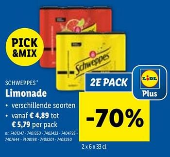 Promoties Limonade - Schweppes - Geldig van 24/01/2024 tot 30/01/2024 bij Lidl
