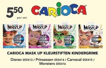 Promoties Carioca mask up kleurstiften kindergrime - Carioca - Geldig van 15/01/2024 tot 17/02/2024 bij Happyland