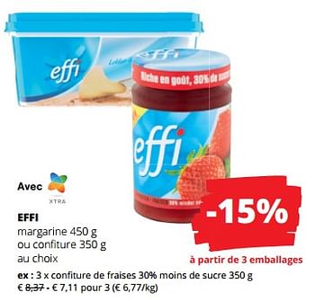 Promotions Confiture de fraises 30% moins de sucre - Effi - Valide de 18/01/2024 à 31/01/2024 chez Spar (Colruytgroup)
