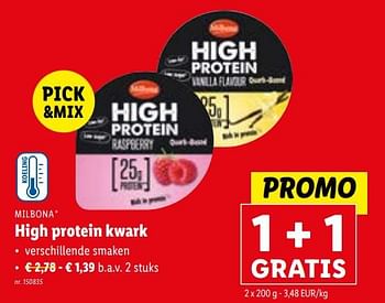 Promoties High protein kwark - Milbona - Geldig van 24/01/2024 tot 30/01/2024 bij Lidl