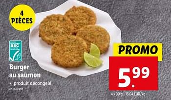 Promotions Burger au saumon - Produit maison - Lidl - Valide de 24/01/2024 à 30/01/2024 chez Lidl