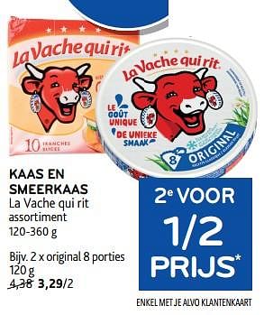 Promoties Kaas en smeerkaas la vache qui rit 2e voor 1-2 prijs - La Vache Qui Rit - Geldig van 17/01/2024 tot 30/01/2024 bij Alvo