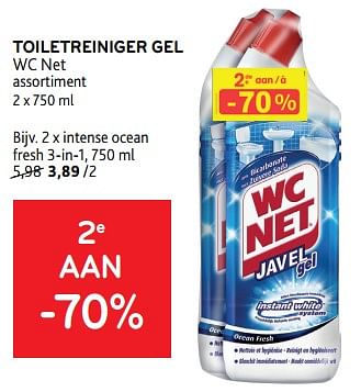 Promoties Toiletreiniger gel wc net 2e aan -70% - WC Net - Geldig van 17/01/2024 tot 30/01/2024 bij Alvo