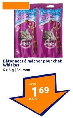 Promotions Batoanets à macher pour chat whiskas - Whiskas - Valide de 17/01/2024 à 23/01/2024 chez Action