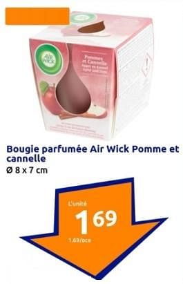 Promoties Bougie parfumée air wick pomme et cannelle - Airwick - Geldig van 17/01/2024 tot 23/01/2024 bij Action