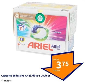 Promotions Capsules de lessive ariel all-in-1 couleur - Ariel - Valide de 17/01/2024 à 23/01/2024 chez Action