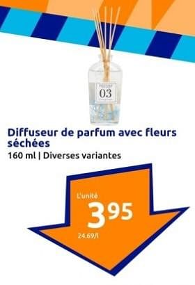 Promotions Diffuseur de parfum avec fleurs séchées - Produit Maison - Action - Valide de 17/01/2024 à 23/01/2024 chez Action